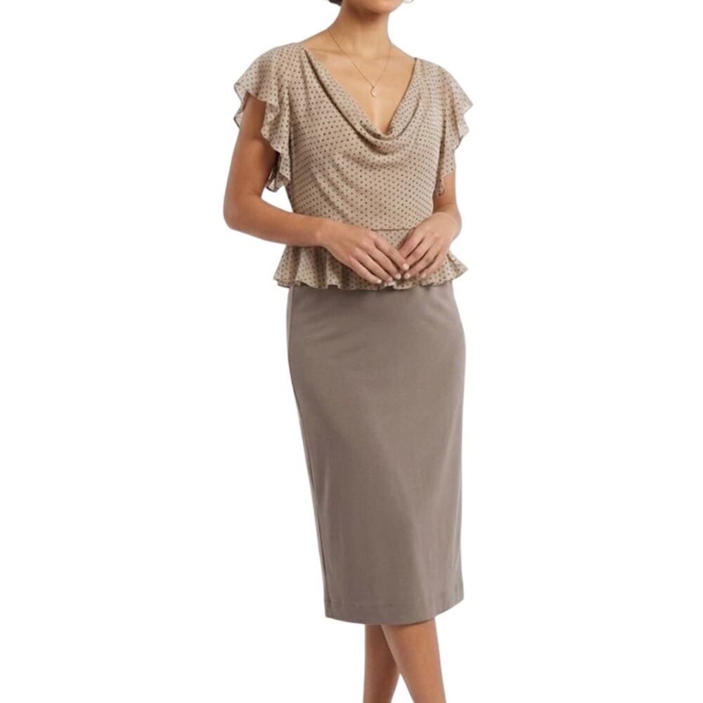 Tiffany Rose Polka Dot Maternity Peplum Midi Dress Size Large (5)